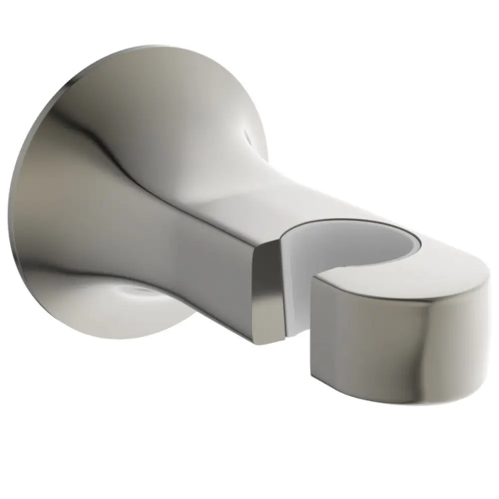 Brausehalter aus verchromtem Metall, an Wand montiert, von Ideal Standard. Die Halterung hat eine klare, moderne Form, geeignet für die Befestigung von Duschköpfen.